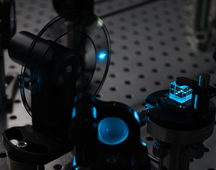 Detail vom Aufbau des Lichtblattmikroskops